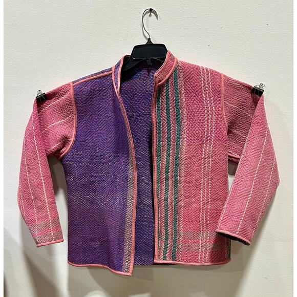 Kantha Jacket Vintage Handmade 100% cotton Patchwork Jacket Reversible Jacket - Picture 4 of 8